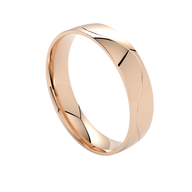 Półokrągła obrączka ślubna z fala różowe złoto 585